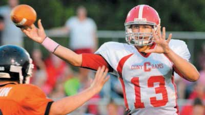 Ben Lucas, who drove Cony to the Class B state championship last fall, has left the UMaine football program and will sit out a year after upcoming shoulder surgery. Joe Phelan/Kennebec Journal