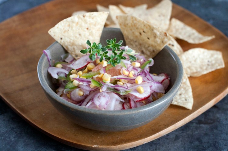 Grapefruit and corn summer salsa.