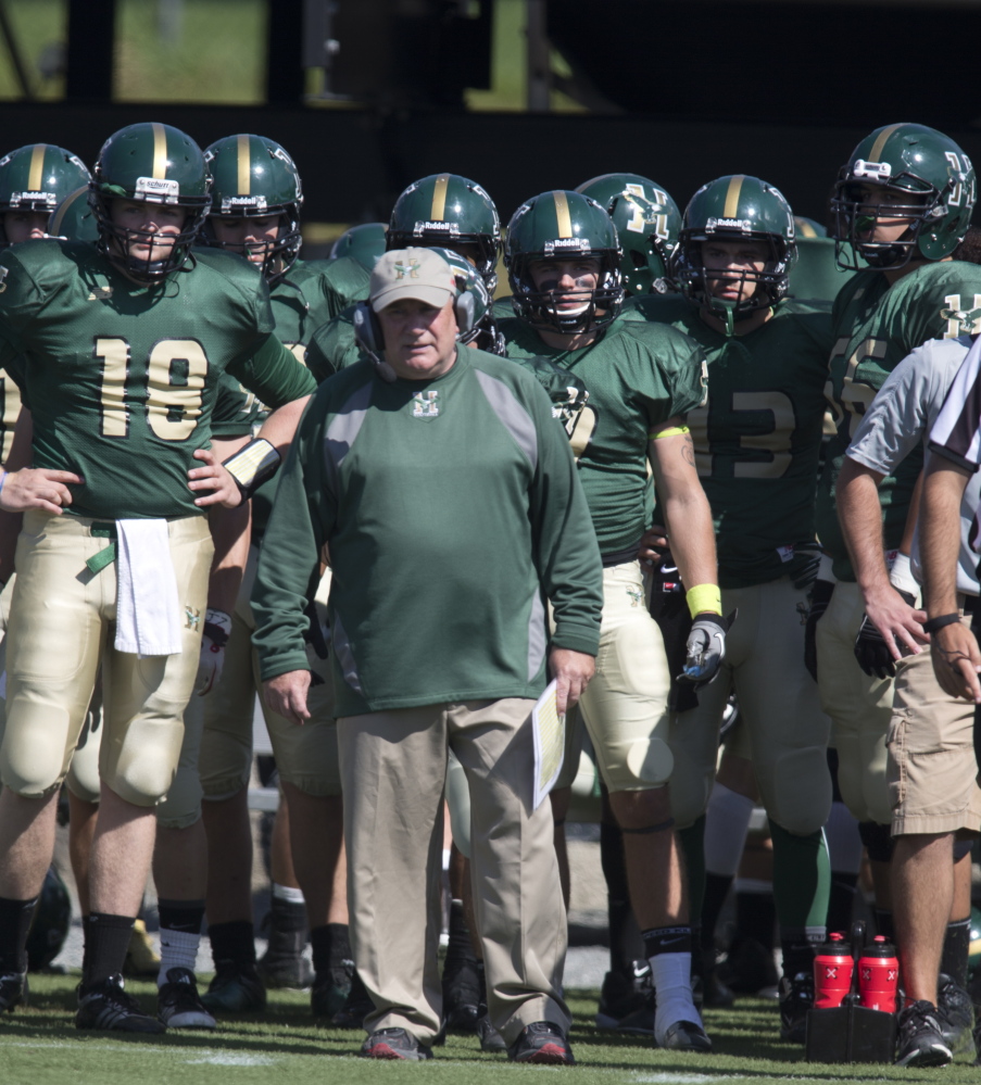 Gabby Price, who started the football program at Husson University, is back. After a down period, the team is in the NCAA Division III playoffs for the first time.