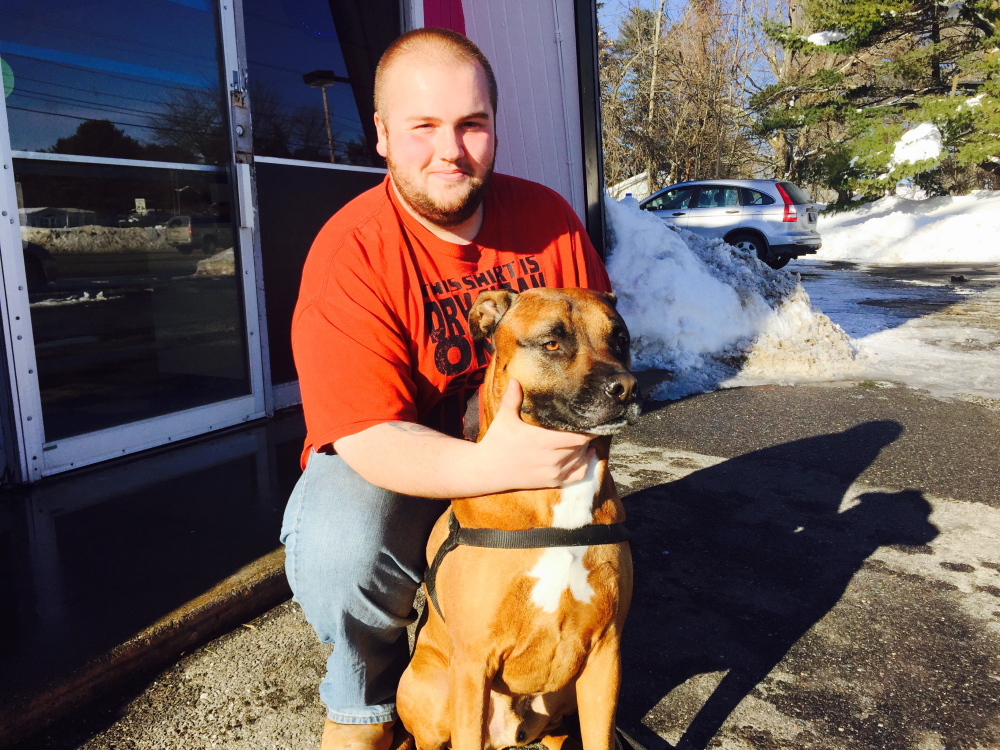 Justin Ireland, who was working at Holly’s Gas when a man tried to rob the station, got some assistance from Thor, his pit bull-boxer mix.