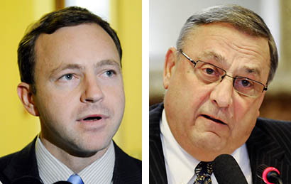 House Speaker Mark Eves, D-North Berwick, left, and Gov. Paul LePage