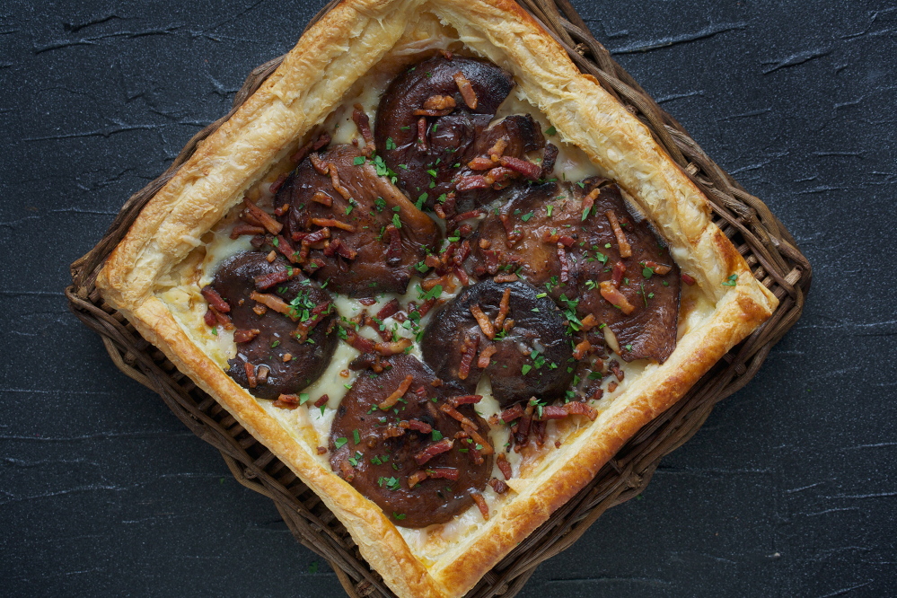 Mushroom confit comte tart