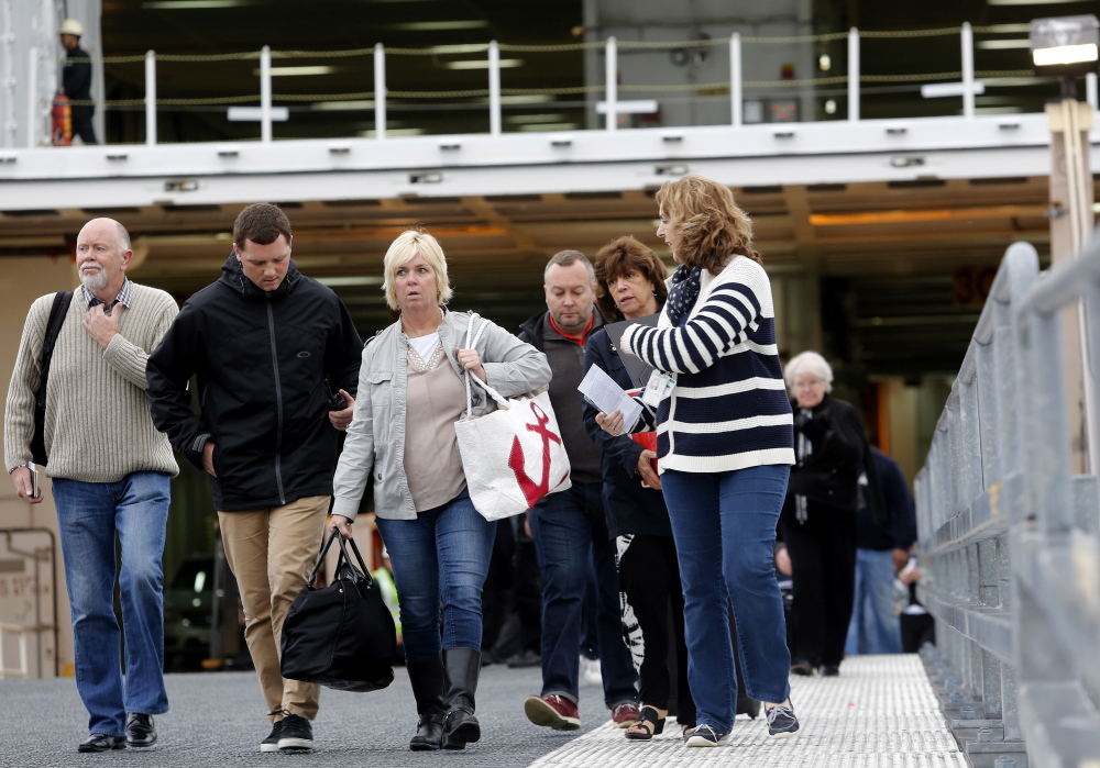 Nova Star passengers arrive in Portland on Tuesday.