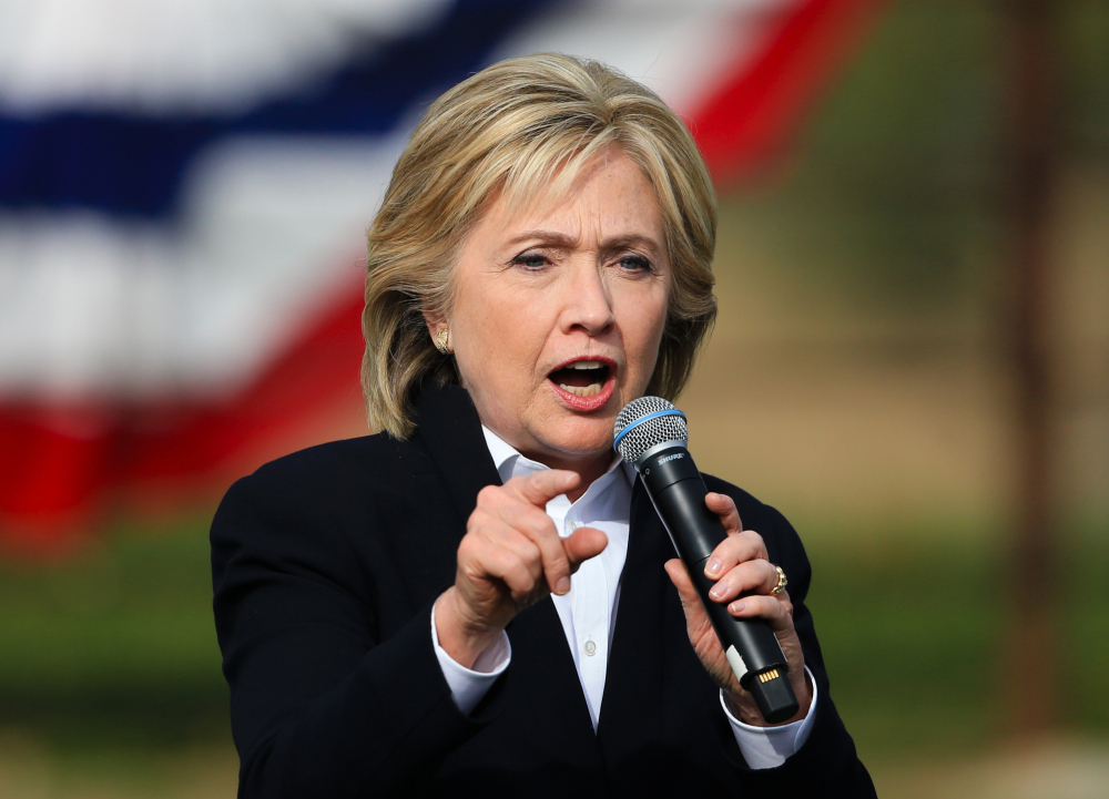 In this Oct. 7, 2015 file photo, Democratic presidential candidate Hillary Rodham Clinton speaks in Council Bluffs, Iowa.