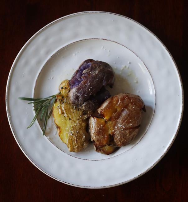 ... and flattened and oven-fried in olive oil.