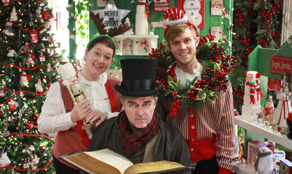 Grace Bauer, James Noel Hoban and Ian Kramer in Theater at Monmouth’s holiday production.