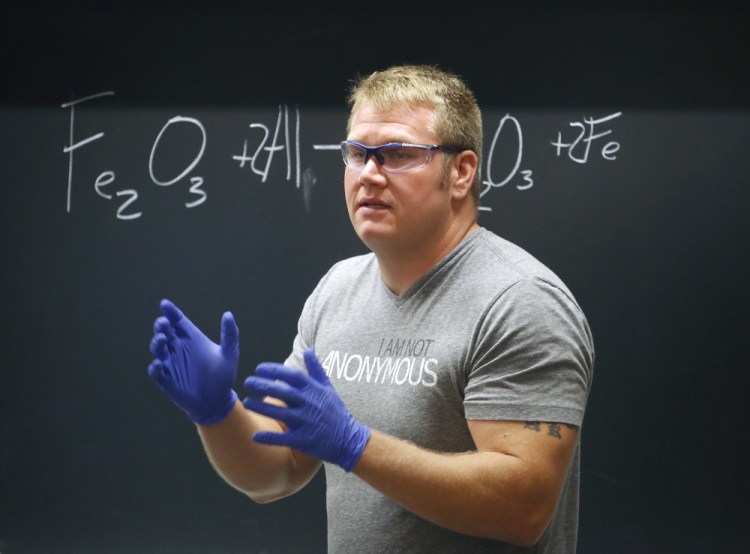 Andrew Kiezulas of Portland studies chemistry at the University of Southern Maine. He had been prescribed oxycodone for a back injury, graduated to heroin and almost died in a suicide attempt. “I had an incredible amount of support and help,” he said of his recovery.