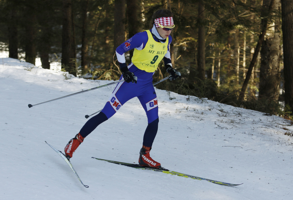 FARMINGTON, ME - FEBRUARY 19: Kaelyn Woods, of Gray-New Gloucester, skis in the Girls Class B Freestyle race Friday, Feb. 19, 2016 in Farmington, Maine. Woods finished in first place. (Photo by Joel Page/Staff Photographer)