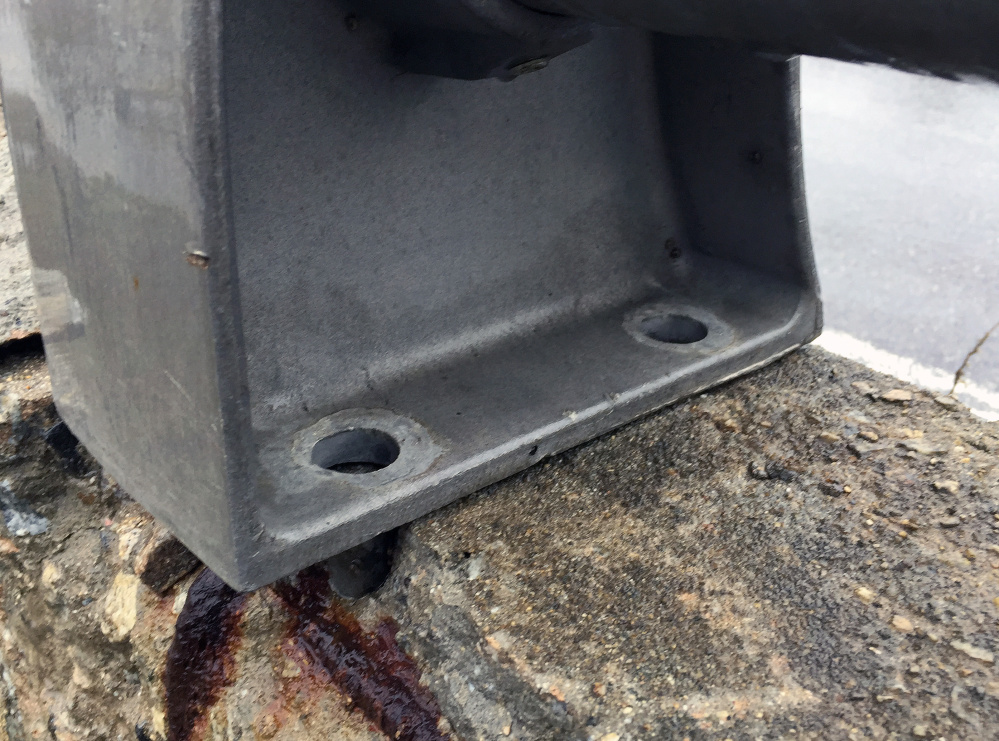 A newspaper examination of the Bath Viaduct after an SUV crashed through a section of railing found that of the 1,536 anchor bolts for the rail posts, 87 were sheared off, had missing nuts or were damaged.