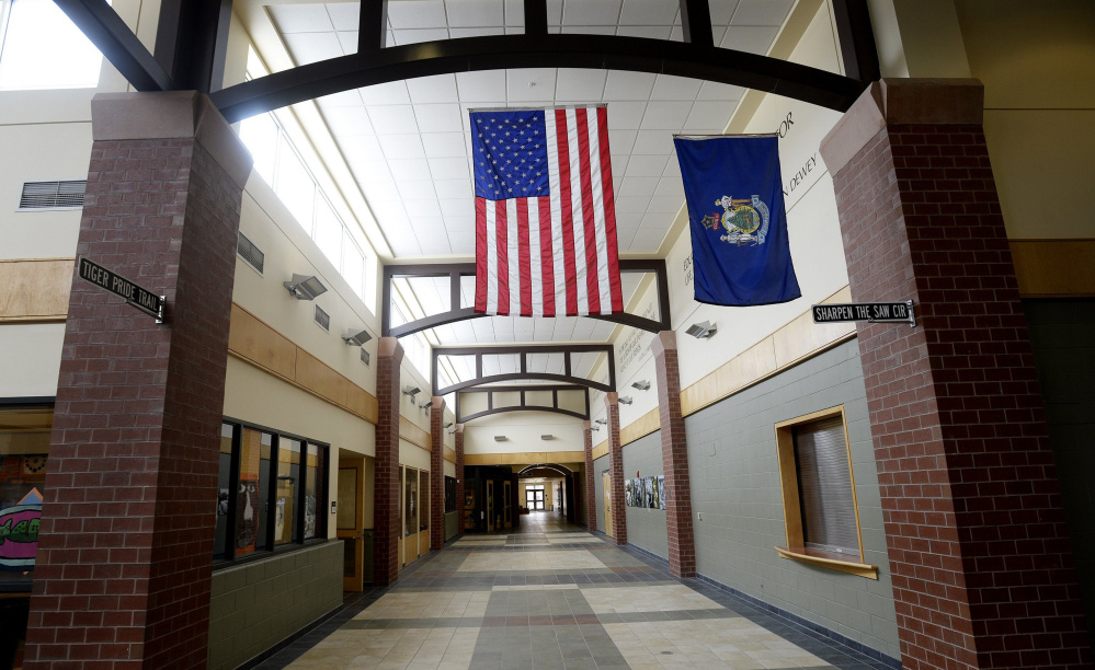 If the school budget is approved, a STEM academy would be added to Biddeford Middle School, shown here. The high school would also gain programs.