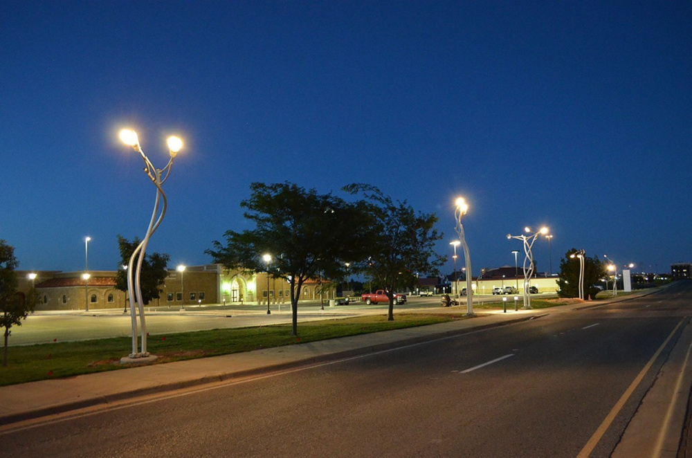 Aaron T Stephan created these light sculptures at Texas Tech University in Lubbock. The Portland Public Art Committee has asked Stephan to come up with something similar for a new plaza at Woodfords Corner. 
Photo courtesy of Aaron T Stephan