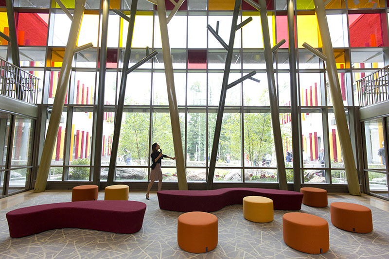The lobby of the new Sandy Hook Elementary School.