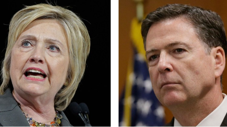 Democratic presidential candidate Hillary Clinton and FBI Director James Comey