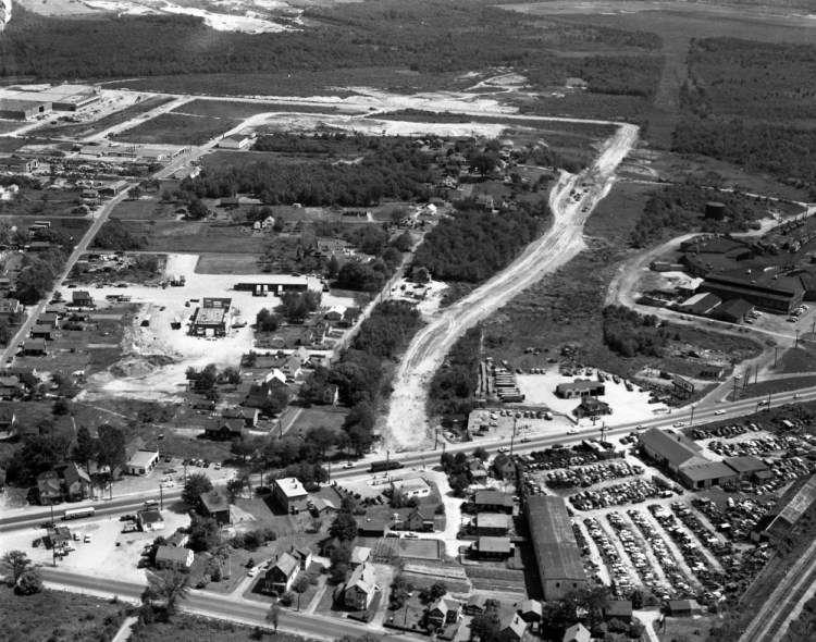 The Cash Corner area of South Portland, looking south, with Rumery Street under construction.