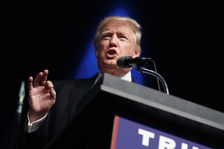 Republican presidential candidate Donald Trump makes a campaign appearance in Clive, Iowa, Tuesday. 