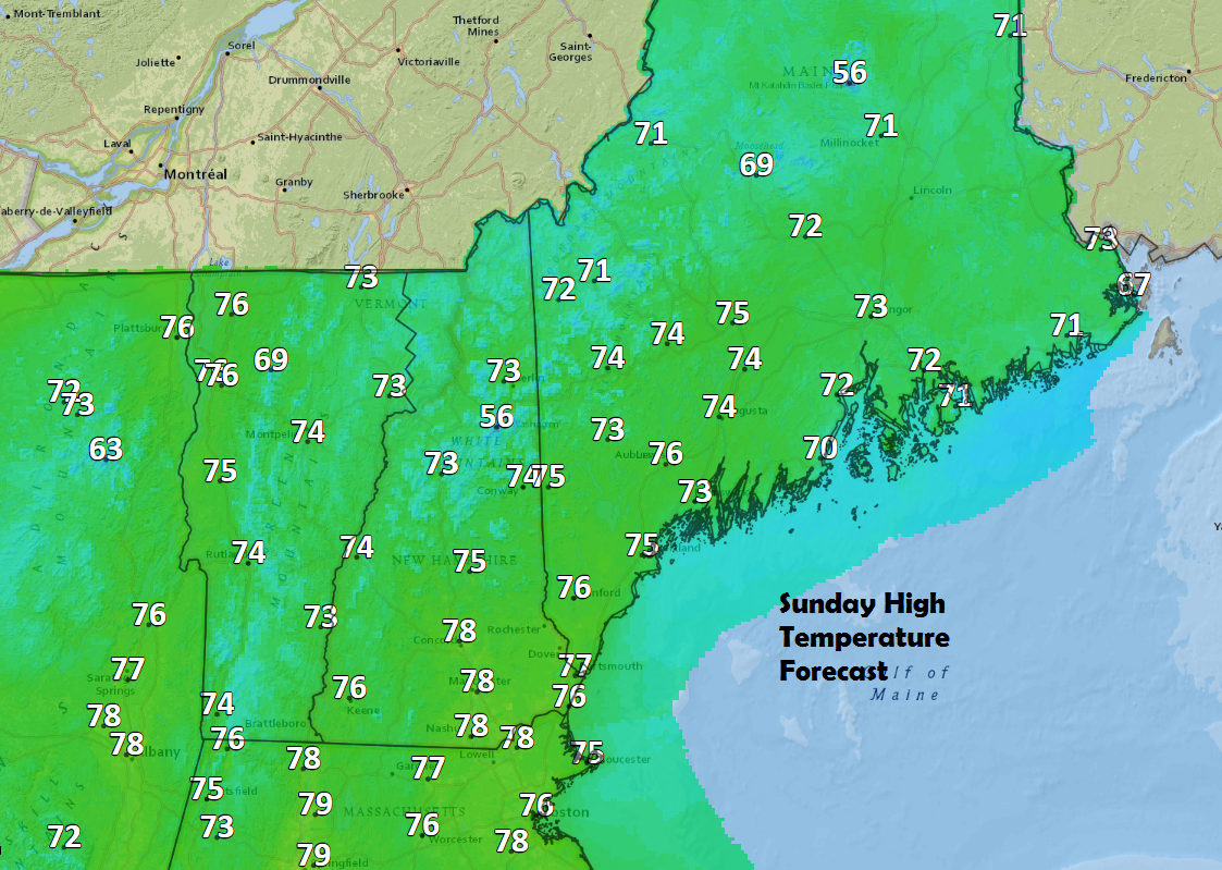 Even with clouds it will still reach the 70 mark on Sunday.