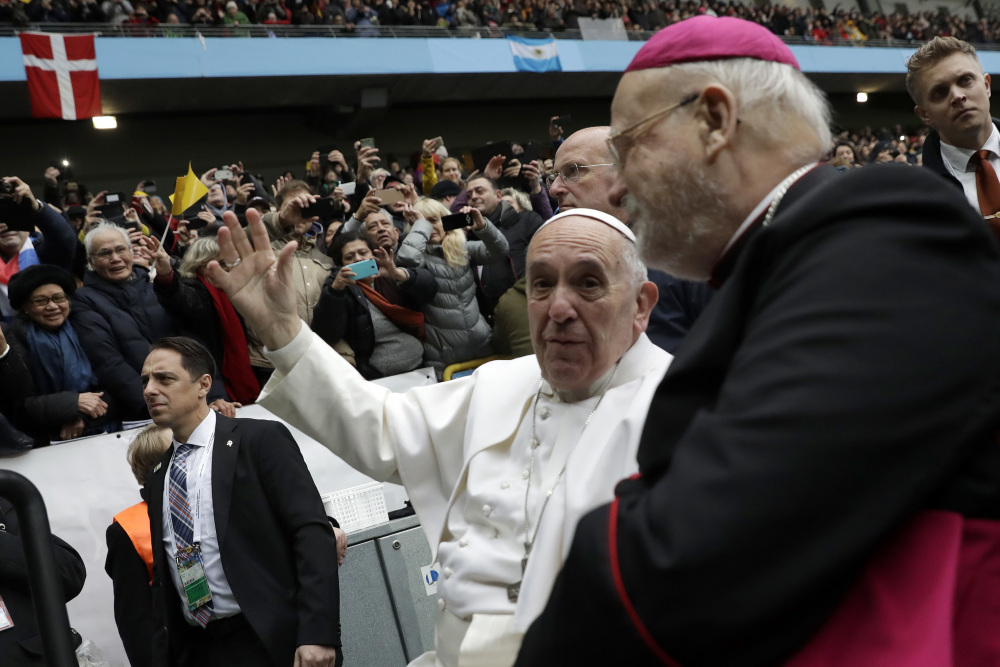 Pope Francis and Archibishop Anders Arborelius gather in Malmo, Sweden, on Tuesday to mark the Protestant Reformation.