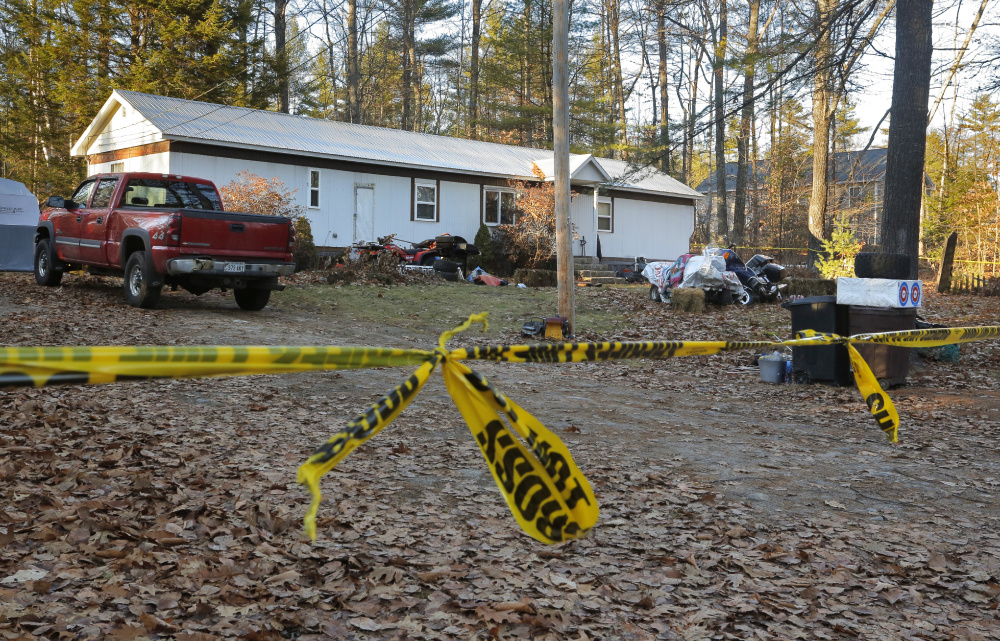 Sheriff's tape cordons off the house at 73 Songo School Road in Naples on Monday, November 28, 2016. Police say Richard Diekema was shot and killed early the previous morning by Norman Strobel inside the two-bedroom mobile home.