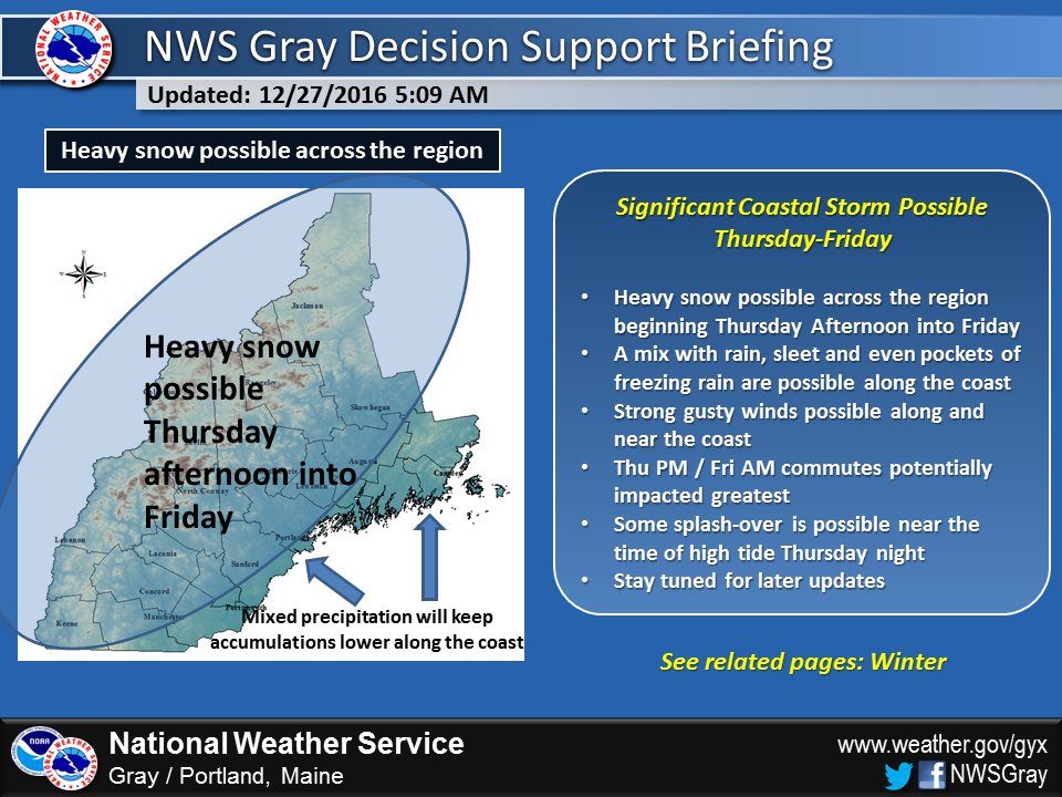 Heavy snow is expected to begin Thursday afternoon. Image courtesy of National Weather Service
