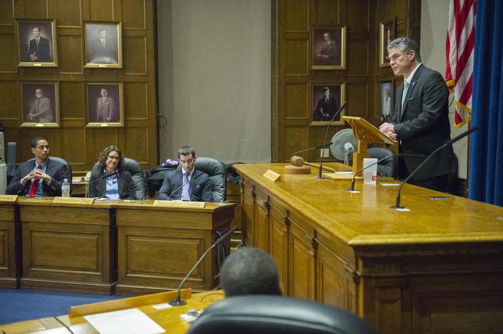 Mayor Ethan Strimling's policy address came during a period when he has been in a power struggle with City Manager Jon Jennings and at odds with several city councilors.