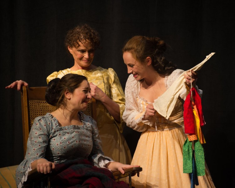 Gabriella Salce as Beth, Angela Libby as Marmee and Shannon Oliver as Jo.