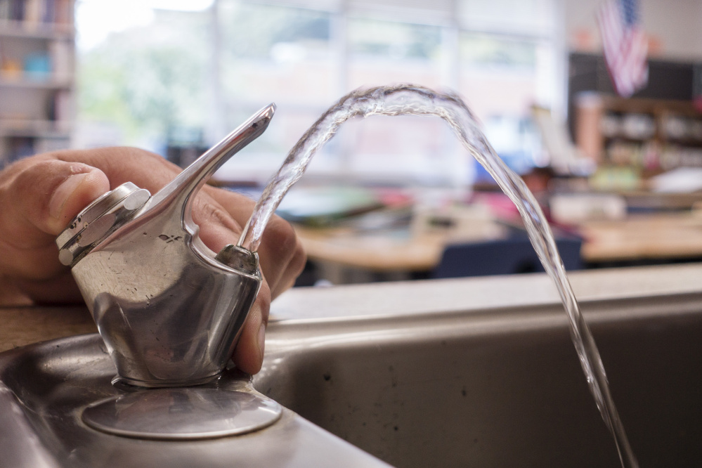 The water coming from this fountain in Room 302 at Yarmouth Elementary School tested above the level considered safe last year, according to a teacher there.