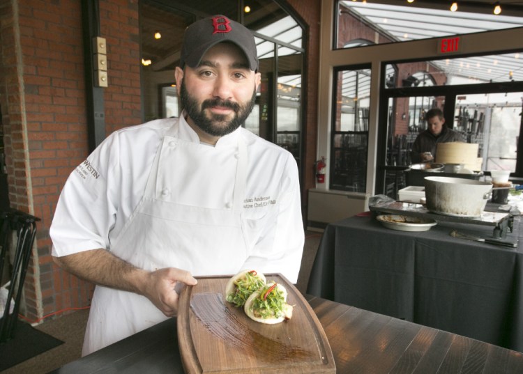 Brian Anderson of Congress Squared displays his creation at the Incredible Breakfast Cook-off Tuesday.