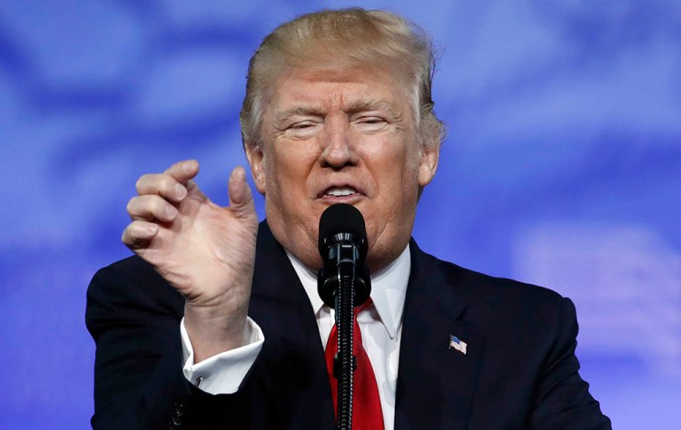 President Trump speaks at the Conservative Political Action Conference Friday in Oxon Hill, Md.