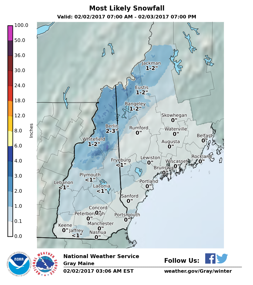 Any accumulation of snow today would be in the mountains.