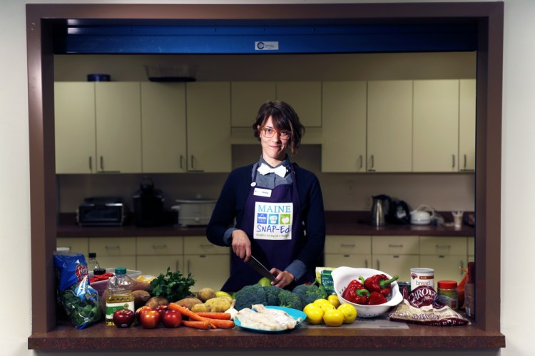 Tasha Gerken, SNAP nutrition educator, before the start of a cooking class at Bath Head Start.