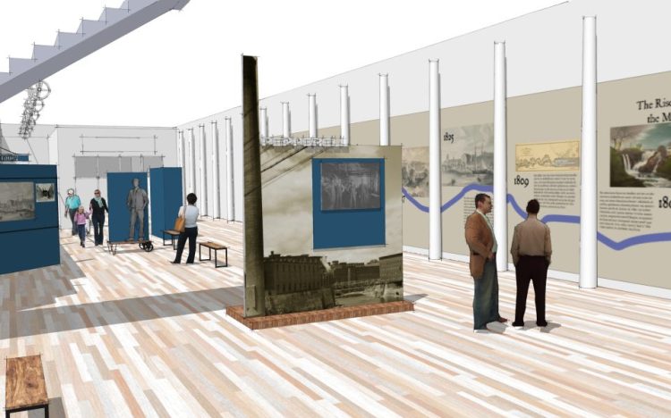 A rendering depicts the Biddeford Mills Museum to be installed at the Pepperell Mill Center. The museum will highlight the city's textile manufacturing history.