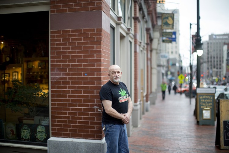 Drumming up attention at this month's First Friday Art Walk in Portland, Jack Sargent operates The Cannabis Shack, a Biddeford-based company that makes marijuana-infused edibles. He gets around current laws against selling pot by giving away products and seeking only donations. "I'm not the only one doing it," he said.