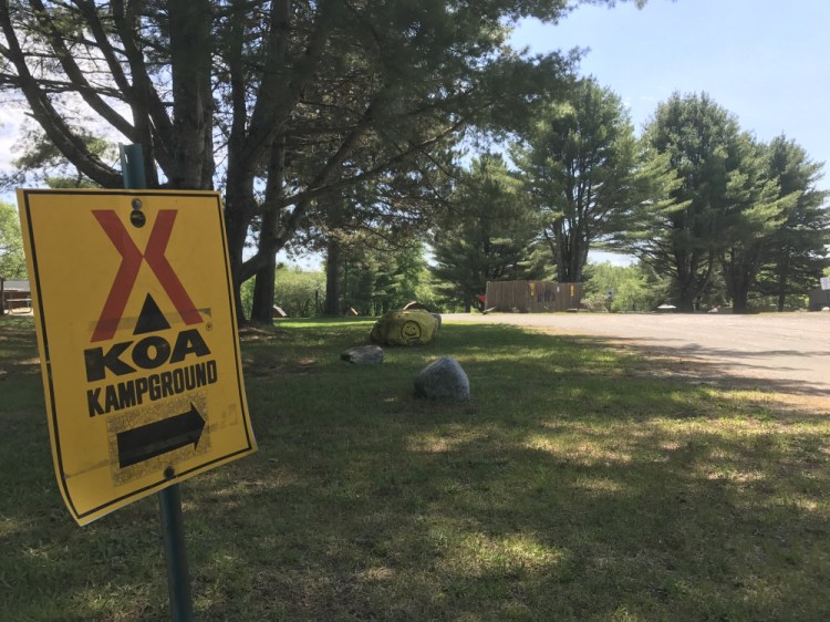 The road leading to the campground where the owners say campers escalated an incident with a man with special needs who was slashing tires with a pocket knife.