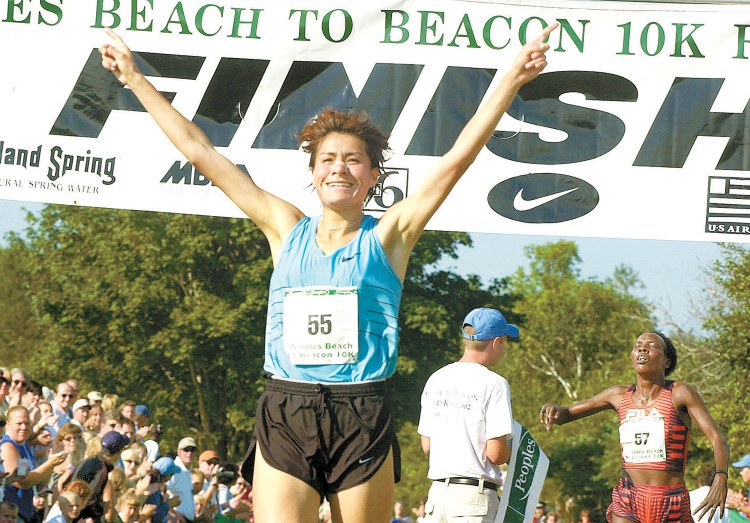 Adriana Fernandez of Mexico was the first female to beat Catherine Ndereba.