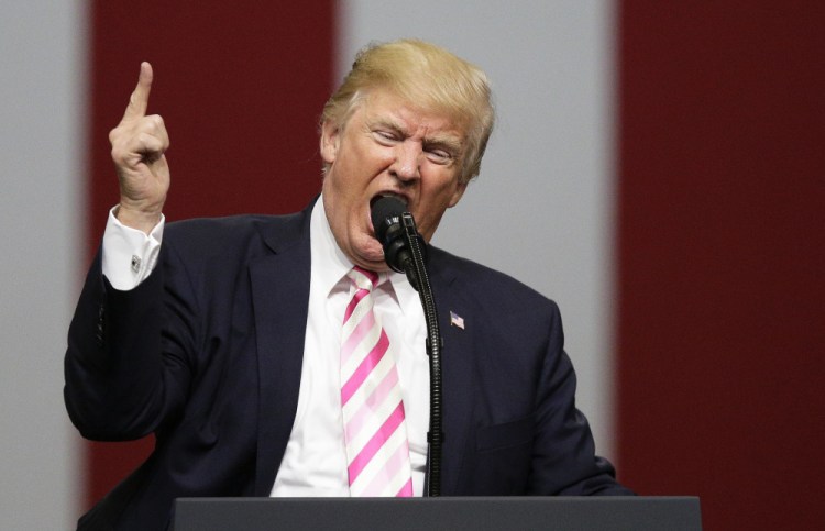 President Trump speaks at a campaign rally in support of Sen. Luther Strange on Friday in Huntsville, Ala.