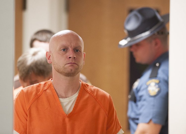 Robert Burton, 38, enters the courtroom in 2015 at Piscataquis County Superior Court in Dover-Foxcroft. Burton goes on trial Monday at the Penobscot Judicial Center in Bangor in connection witn the June 5, 2015, slaying of Stephanie Ginn Gebo, 37, who was found dead inside her Parkman home by her two children.