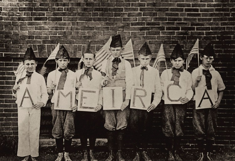 Immigrant students at Chapman School in Portland, around 1920, learned English and U.S. history as part of “Americanization” classes sponsored by Portland public schools. 