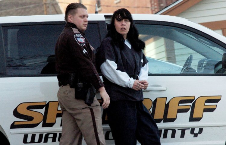 Miranda Hopkins of Troy is led into Waldo County District Court in Belfast for an initial appearance on charges of murder of her 7-week-old son on Jan. 17. A judge denied a motion Friday to admit as evidence a polygraph test that her lawyers argued showed that she did not kill her son.