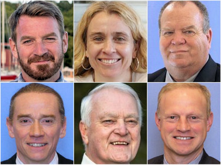 Top row, left to right: Owen Casas of Rockport; Denise Harlow of Portland; Kevin Battle of South Portland. Bottom row, left to right: Kent Ackley of Monmouth; Norman Higgins of Dover-Foxcroft; Marty Grohman of Biddeford.