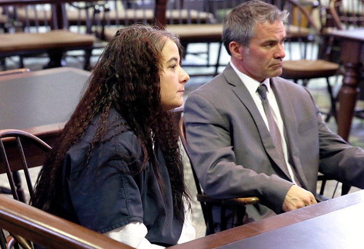 Shawna Gatto with her lawyer Philip Cohen  in Lincoln County Superior Court. Gatto pleaded not guilty to a charge of depraved murdert in connection with the death of 4-year-old Kendall Chick. 