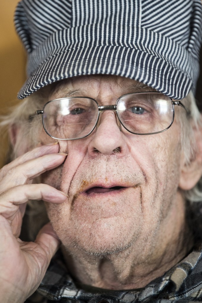 Richard Sukeforth sits for a portrait Friday at his daughter's mobile home in Holden. Sukeforth has been living there since he was evicted from his home in 2015.