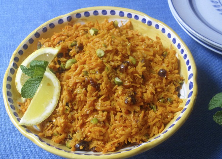 The easy part of this recipe for Shredded Sweet Potatoes with Dates and Pistachios is that it takes just 5 minutes to cook on top of the stove.