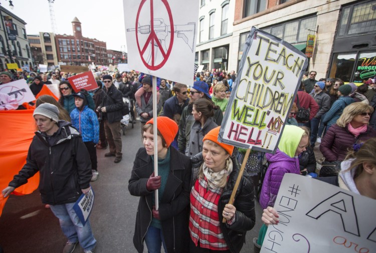 The thousands of people who participated Saturday in the March for Our Lives in Portland included Jennifer Fitzpatrick and her daughter Rhea, 16, of Freeport. A reader says a state senator has twisted the truth about gun rights.