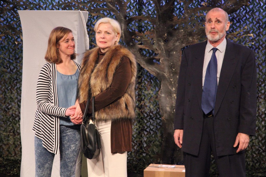 Anna (Casey Turner), Lily (Laura Houck) and Leo (David Arthur Bachrach) bid farewell to the family farm and cherry orchard from the nearly empty family room in the "A Cherry Orchard in Maine ...", the final production of Snowlion Repertory Company's Maine-themed season.