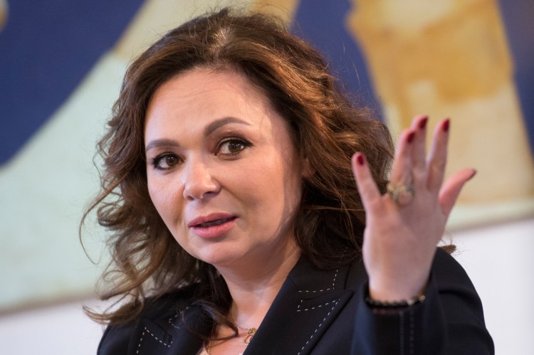 In this Sunday, April 22, 2018 file photo, Russian lawyer Natalia Veselnitskaya speaks during an interview with The Associated Press in Moscow, Russia. 