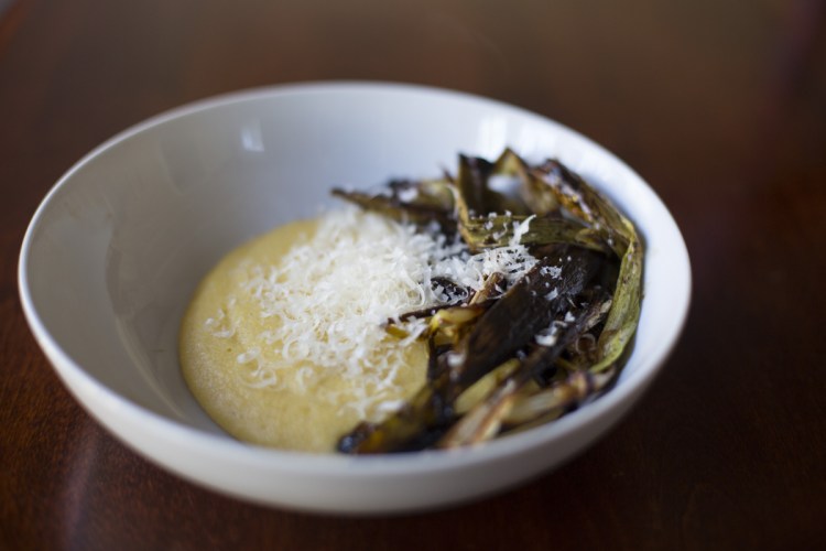 Christine Burns Rudalevige makes polenta with roasted spring onions.