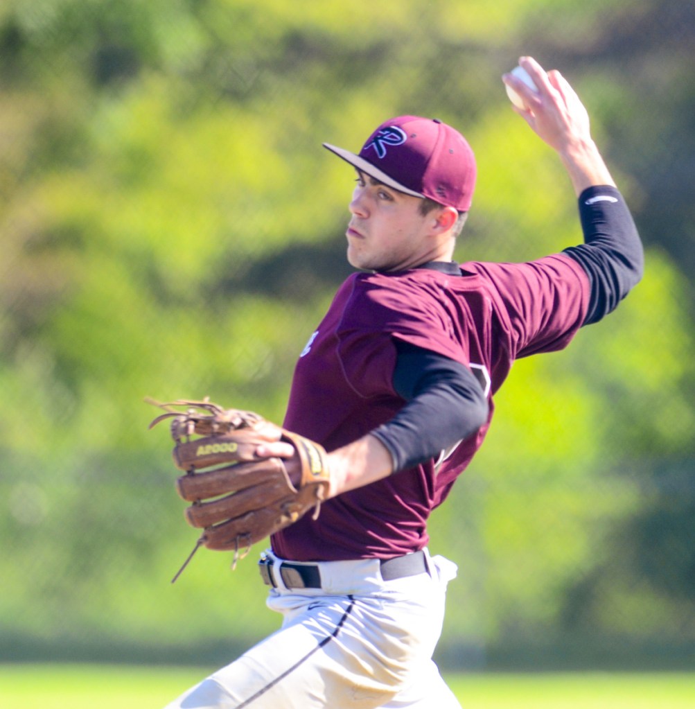 Richmond pitcher Zach Small throws during a Class D South semifinal game against Greenville on Friday.