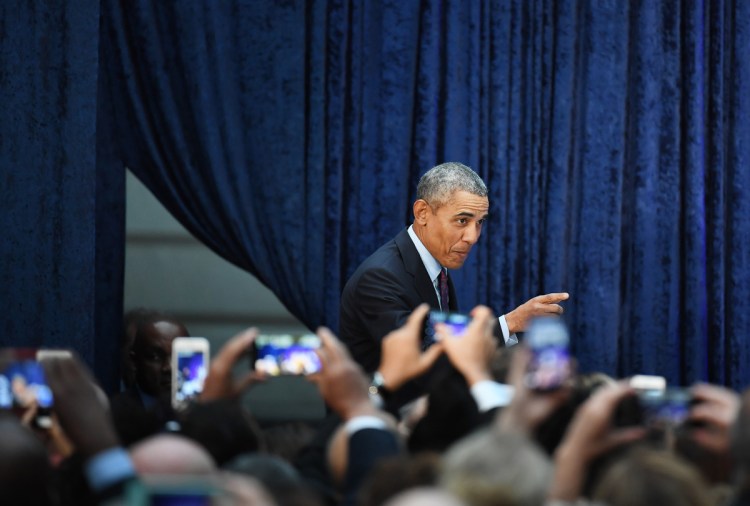 Former President Barack Obama at the Smithsonian National Portrait Gallery in February.