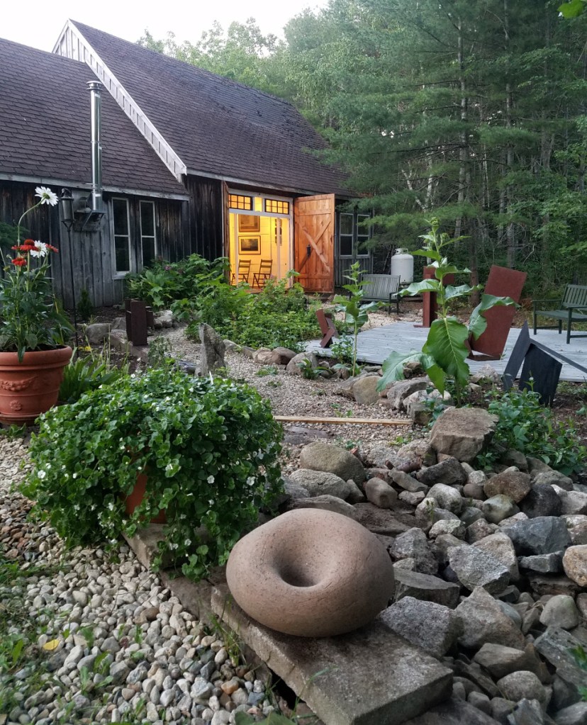 The grounds expand the scale of Joel LeVasseur's Backroads Gallery and provide a nice setting for sculpture. 