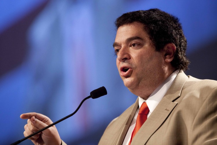 Former state legislator Stavros Mendros speaks at the Maine Republican Convention at the Augusta Civic Center in Augusta, Maine, Saturday, May 5, 2012. (AP Photo/Robert F. Bukaty)